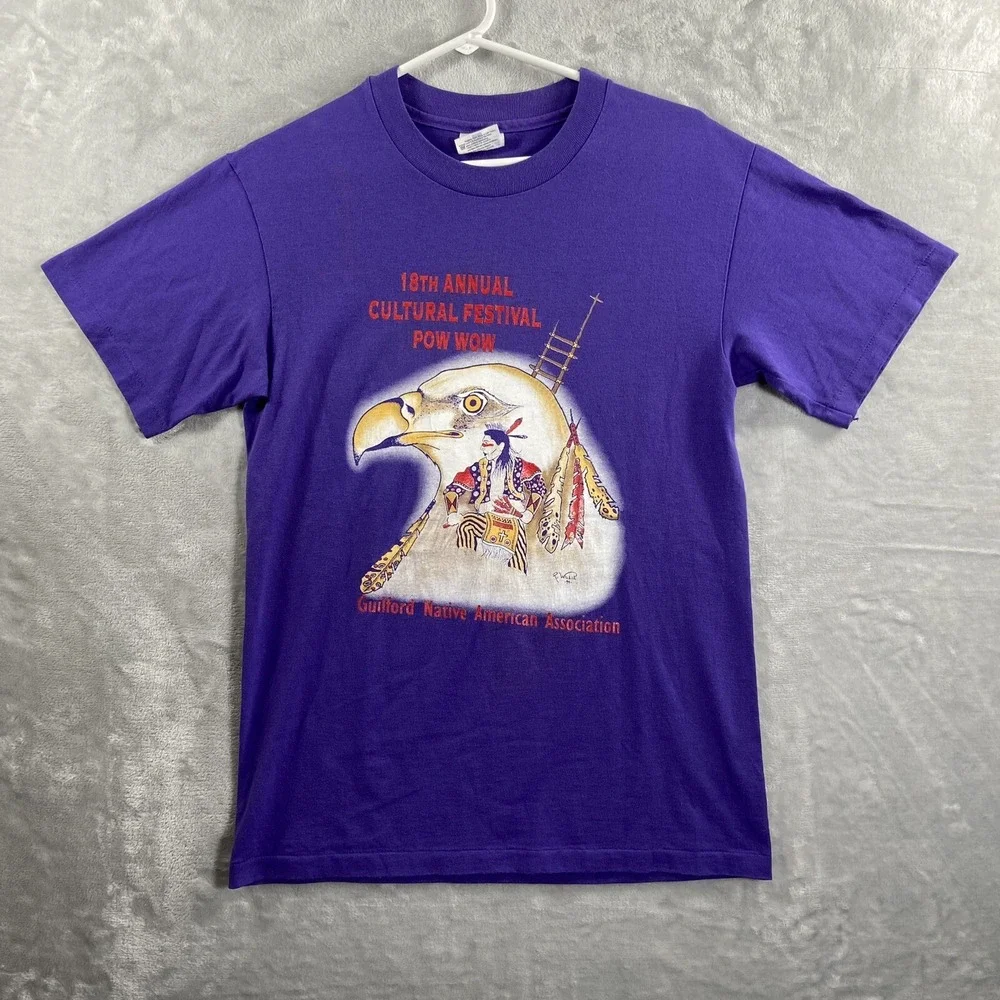 Vintage Hanes T-Shirt Mens Medium Heavyweight 50/50 Single Stitch Eagle Graphic
